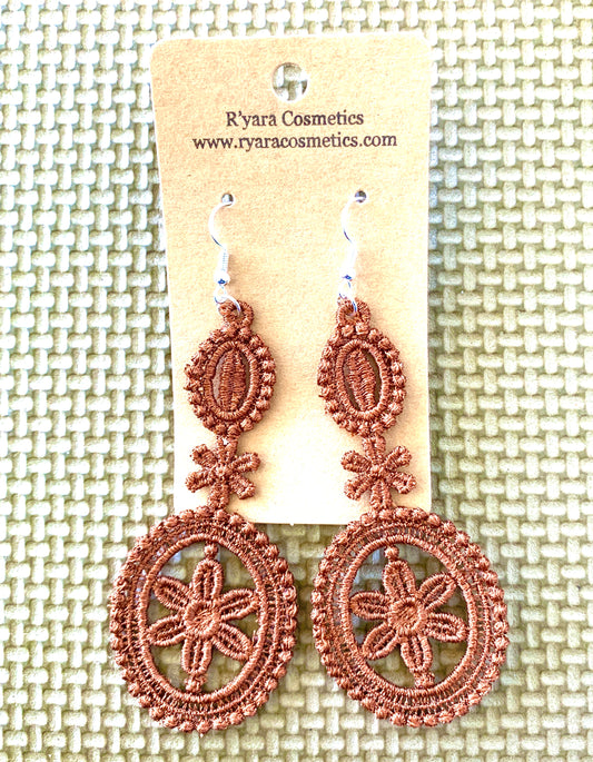 Dangled Flower Embroidered Earrings