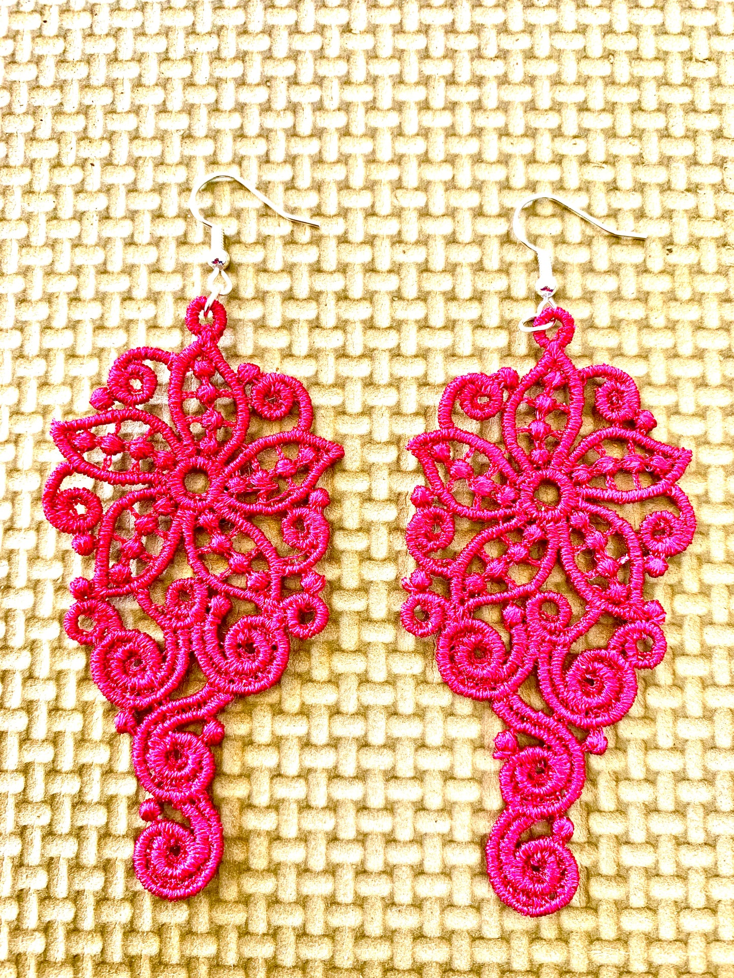 Flowery Swirl Embroidered Earrings